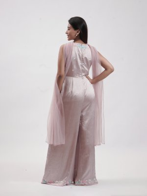 Light Onion Pink Crepe Palazzo   - image 4