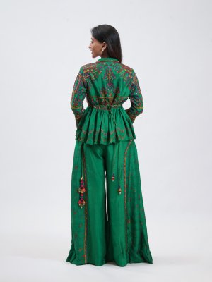 Leaf Green Raw Silk Plazzo - image 4
