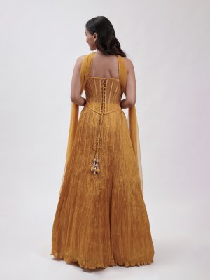 MUSTARD YELLOW CORSET  LEHENGA - image 3