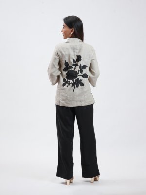 Butter Cream & Black Linen Plazzo - image 4