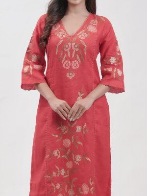 Tomato Red Linen Pant - image 3