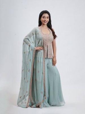 Powder Blue Georgette Palazzo - image 1