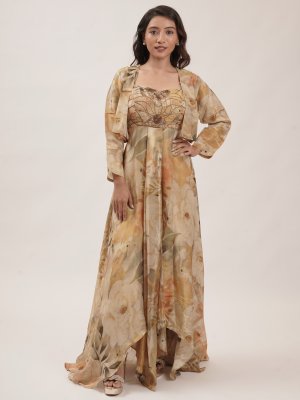 Multicolour Tissue Anarkali  - image 1