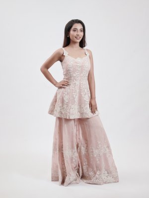 Powder Pink Mul Peplum Palazzo - image 2