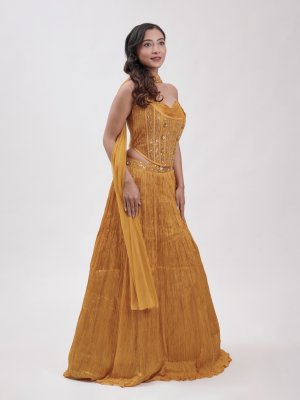 MUSTARD YELLOW CORSET  LEHENGA - image 2