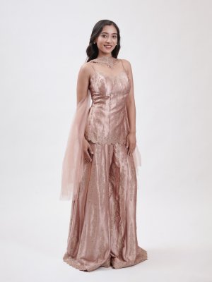 Peach Velvet Palazzo Set - image 1