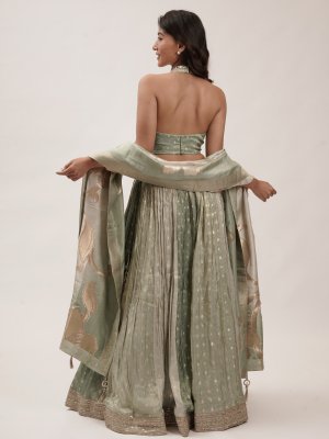 Mint Green Tissue Lehenga  - image 2