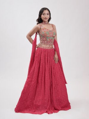 Red Chiffon Lehenga - image 1