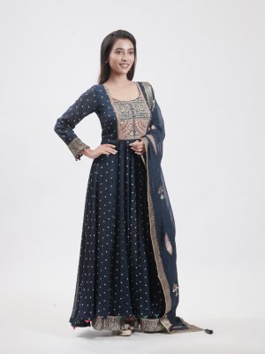 Navy Blue Georgette Palazzo - image 2