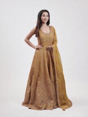 Mustard Mul Embroidered Palazzo  - image 2