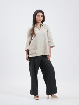 Butter Cream & Black Linen Plazzo - image 2