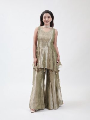Olive Green Tissue Palazzo   - image 2