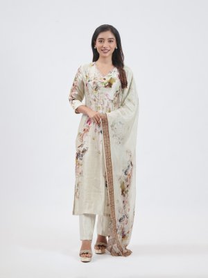 Sage Green Satin Silk Salwar Set - image 1