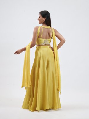 Lime Yellow Tissue Palazzo - image 4