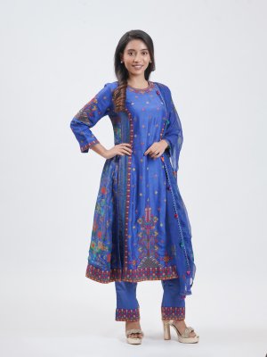 Pepsi Blue Raw Silk Straight pant - image 2
