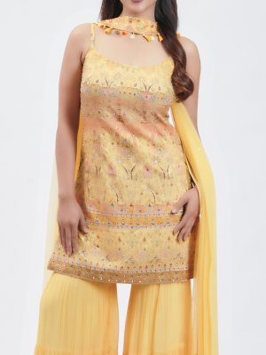 Chrome Yellow Crepe Palazzo - image 3