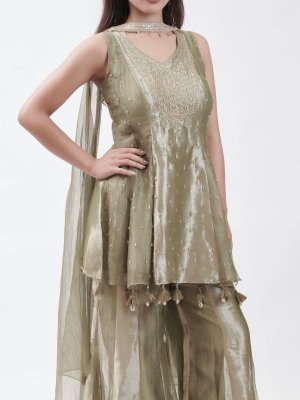 Olive Green Tissue Palazzo   - image 3