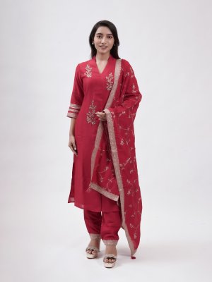 Hot Pink Crepe Straight Pant - image 1
