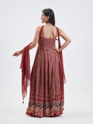 Maroon Modal Silk Palazzo - image 4
