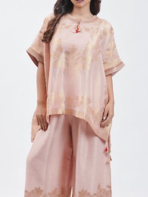Powder Pink Banarasi Tissue Plazzo - image 3