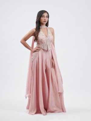 Powder Pink Tissue Palazzo - image 1