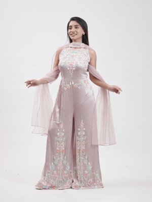 Light Onion Pink Crepe Palazzo   - image 1
