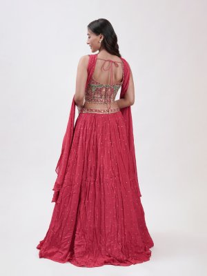 Red Chiffon Lehenga - image 4