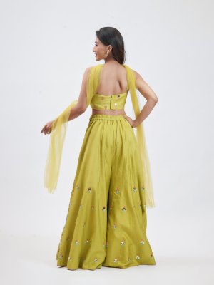  Neon Green Raw Silk plazzo - image 4