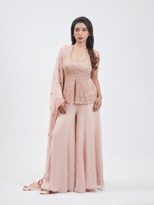 Powder Peach Georgette Palazzo - image 1