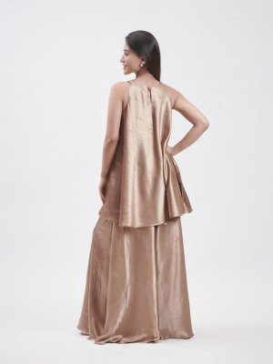 Pastel Brown Satin Crepe Palazzo  - image 4