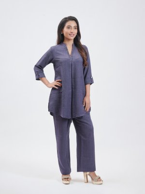Grape Georgette Crepe Straight Pant - image 2