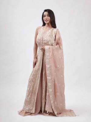 Pastel Tan Organza Palazzo - image 1