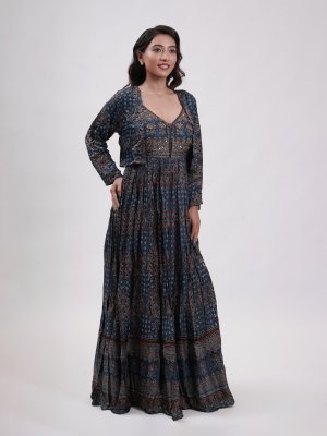 Modal Silk Printed Anarkali Set  - image 4