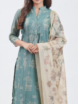 Sage Green Chanderi Palazzo - image 3