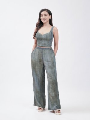 Blue Grey Crushed Tissue Palazzo - image 2