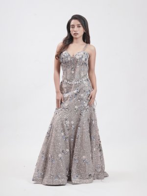 Blue Grey Net Mermaid Silhouette - image 2