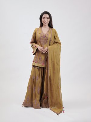 Mustard Yellow Chanderi Palazzo - image 1
