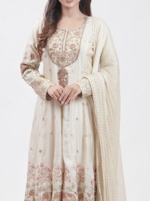 Half White Tissue Palazzo Ensemble - image 3
