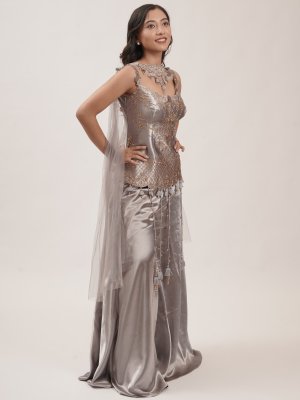 Grey Velvet Palazzo Set - image 1