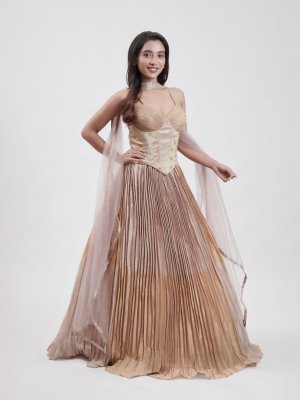 Gold Sand Tissue Lehenga - image 1