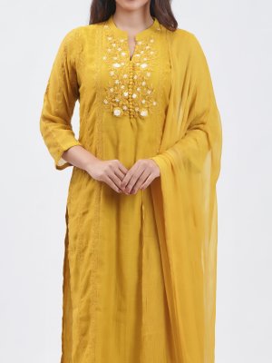 Sunflower Yellow Chanderi Palazzo - image 2