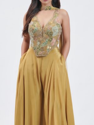Mehandi Green Crepe Palazzo - image 3