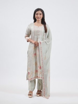 Sage Green Satin Silk Salwar Set - image 2