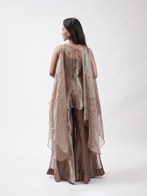 Golden Brown Tissue Palazzo - image 4