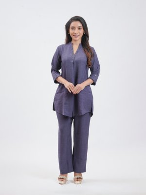 Grape Georgette Crepe Straight Pant - image 1