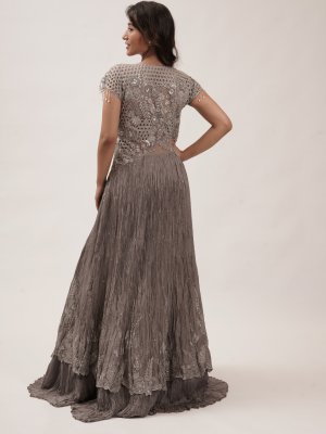 Purple Crushed Chiffon Anarkali - image 1