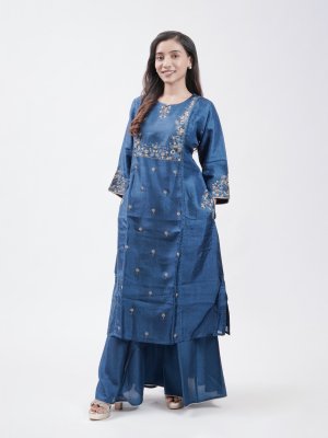 Indigo Tussar Straight Pant  - image 2