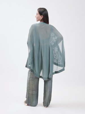 Blue Grey Crushed Tissue Palazzo - image 4