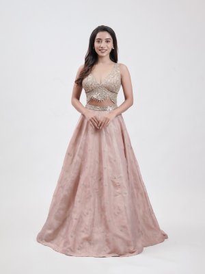 Onion Pink Tissue Lehenga - image 2