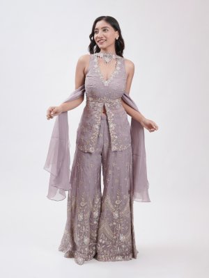 Lavender Soft Organza Palazzo Set  - image 1